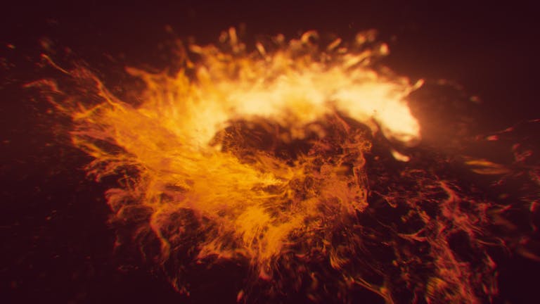 Vibrant abstract art of a fiery explosion in glowing orange and red hues.