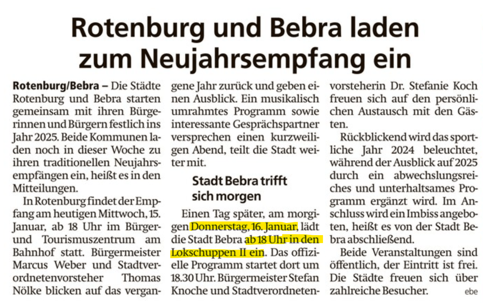 Einladung zum Neujahrsempfang